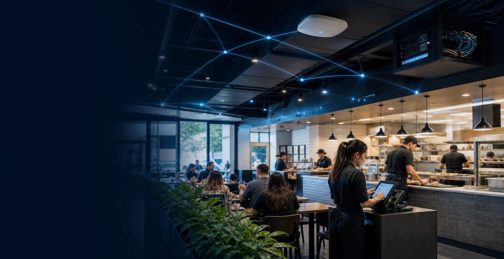 Professionally managed wireless network supporting a busy restaurant